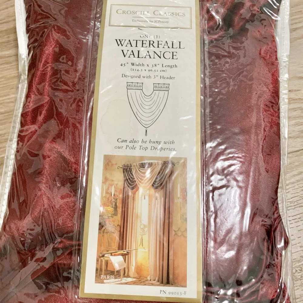 Croscill Classics Lot of 6 Waterfall Valance - Red & Candlelight NEW 45” x 38”